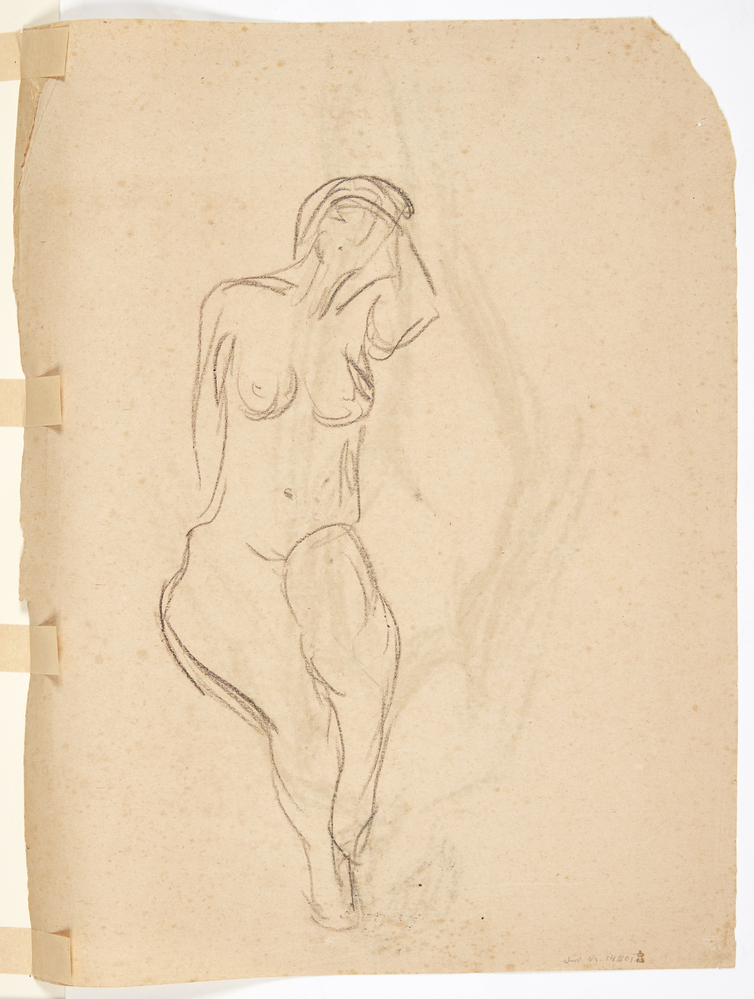 Liggende kvindelig model, Sigurd Swane, 1916